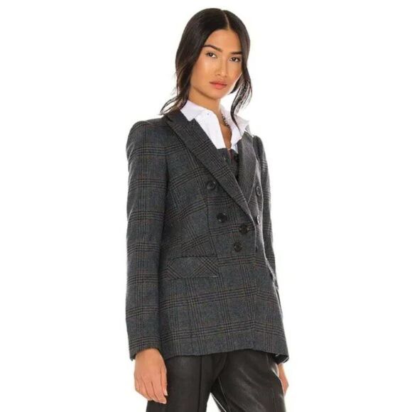 Veronica Beard Yareli Navy Blue Plaid Blazer Dickey Jacket - Picture 3 of 11